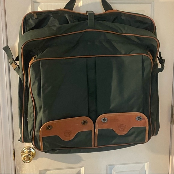 Vintage Eddie Bauer Green Garment Bag with Brown Trim - Picture 7 of 15
